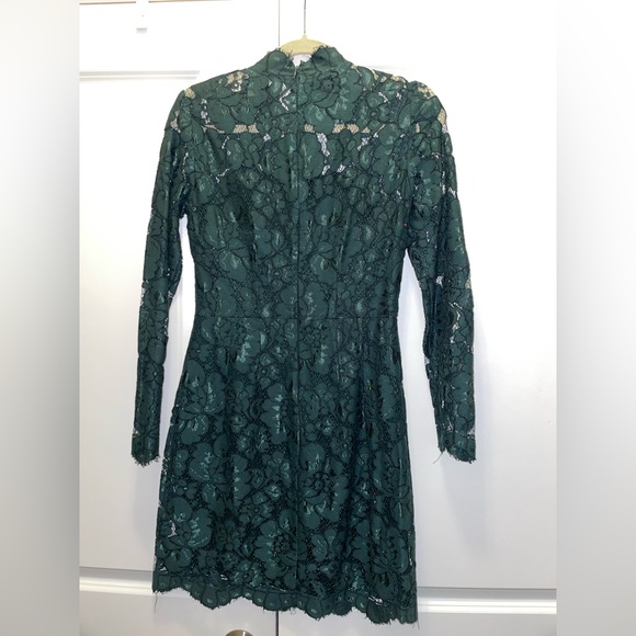 Betsey Johnson- dark green illusion lace long sleeve dress - Picture 3 of 3